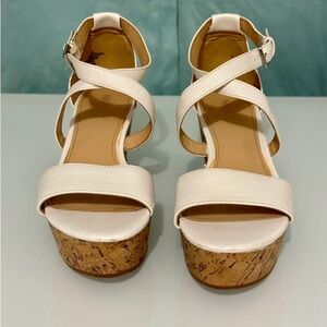 Nine West White Strappy Platform Heels